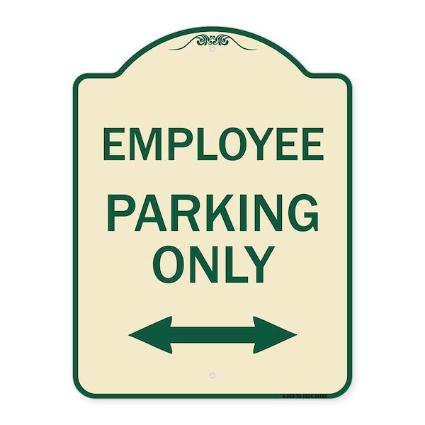 Employee Parking W/ Bi-Directional Arrow Heavy-Gauge Aluminum Sign, 24" x 18", TG-1824-24101